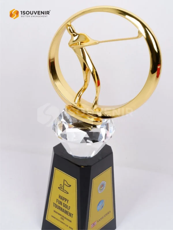 DETAIL-PKR344 Crystal Plaque Happy Fun Golf