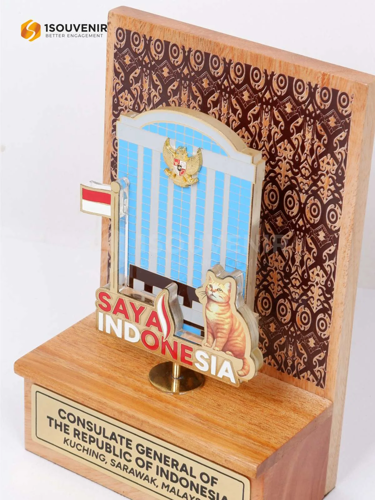 DETAIL-PK640 Wooden Plaque KJRI Kuching